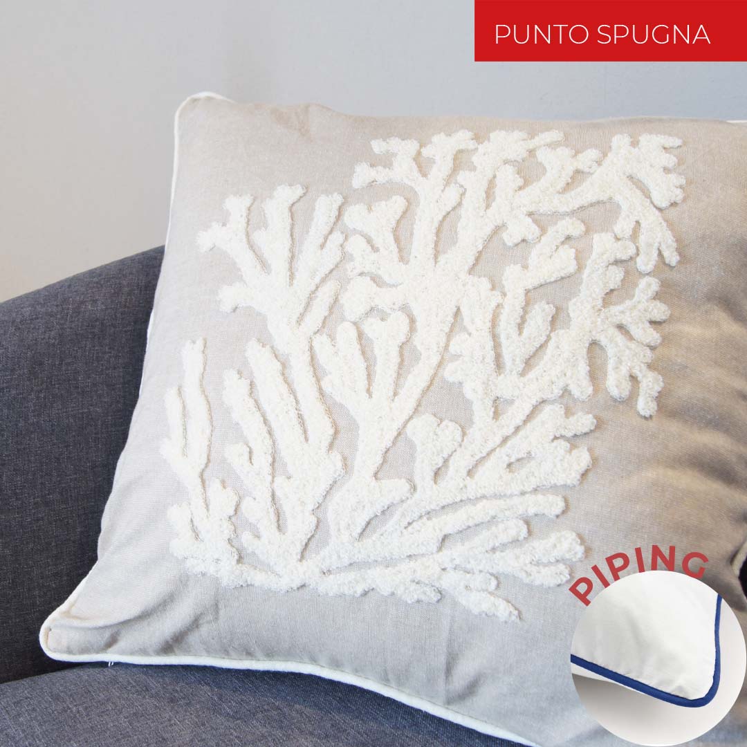 Fodere con corallo grande Marea cuscini 45x45 ricamati Marea SG home