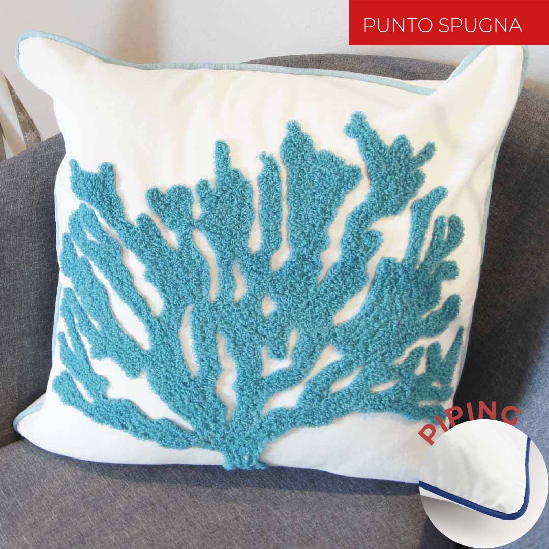 Fodere con corallo grande Marea cuscini 45x45 ricamati Marea SG home