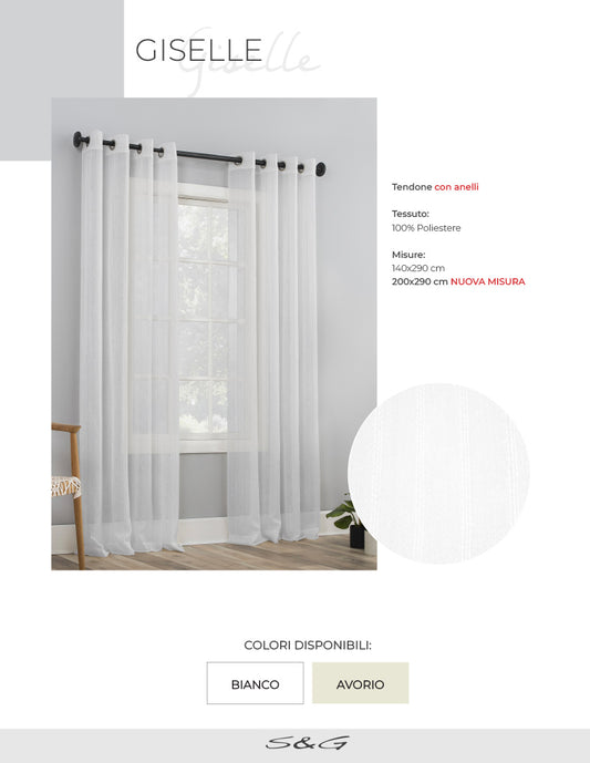 Tenda Giselle ricamata 140x290 e 2.00x290 Sghome