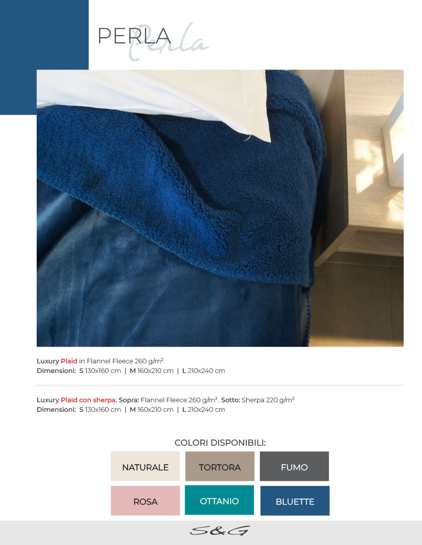Plaid Perla  Flanella Fleece Super  Soft 260 G/M² Sghome