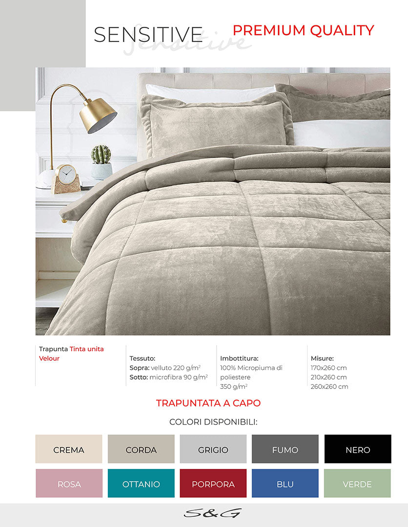 Trapunta velluto Sensitive sconto 40% matrimoniale SGHome