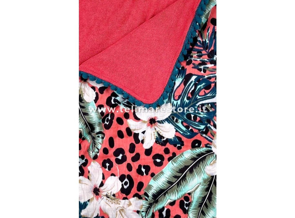 Kikoy Copacabana Spotted and Flowers with Pom Pon 90x170cm Beach Towel Pareo Beach Towel