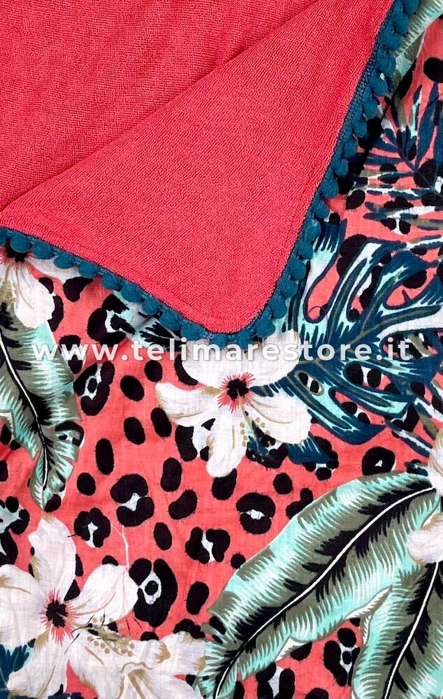 Kikoy Copacabana Spotted and Flowers with Pom Pon 90x170cm Beach Towel Pareo Beach Towel