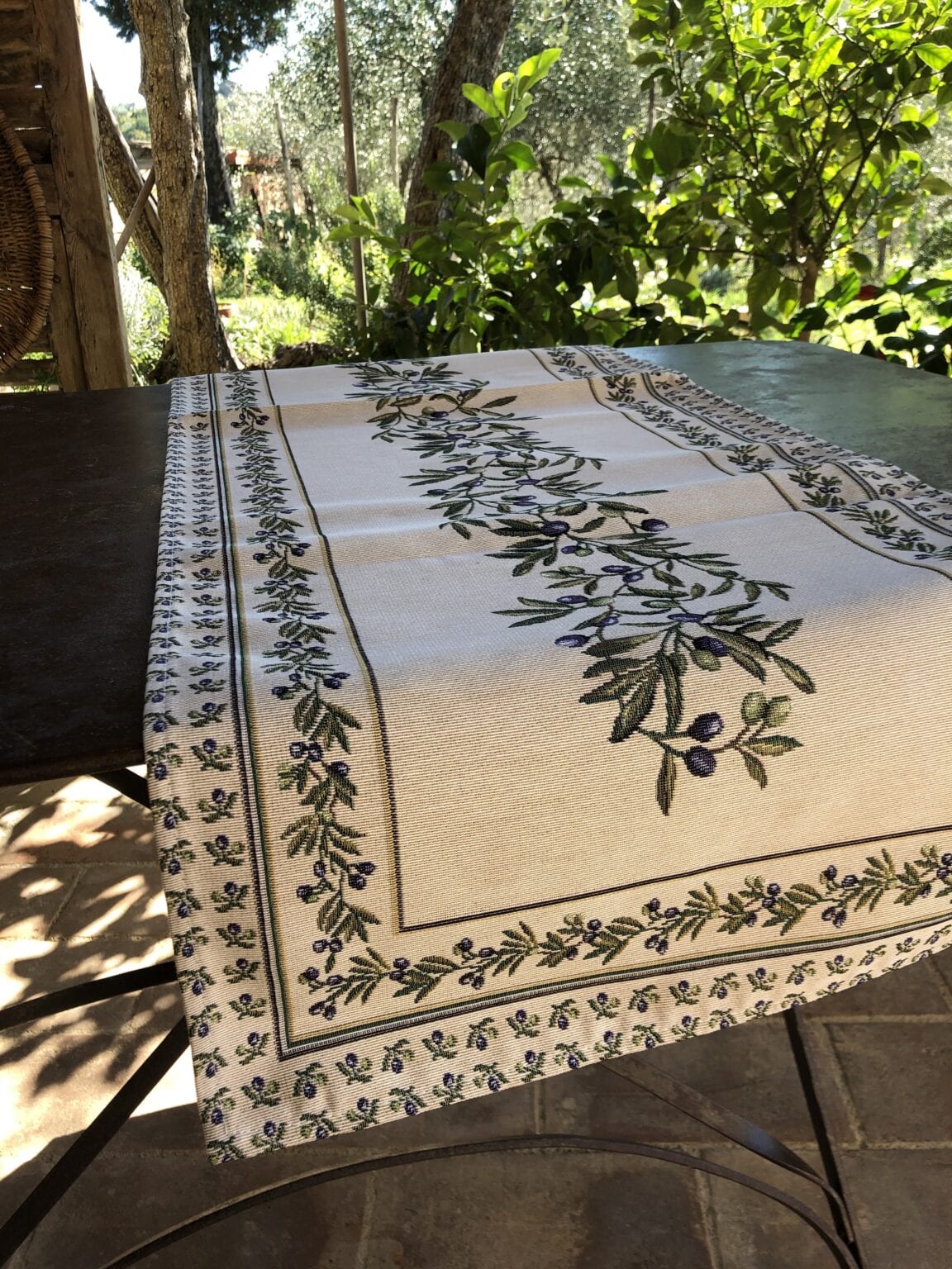 Runner in gobelin con olive produzione italiana 135x45