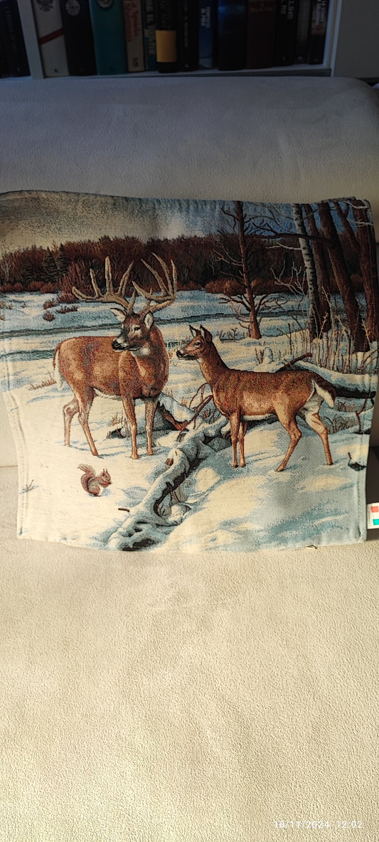 Fodere con Cervi 40x40 Gobelin disegno su entrambi i lati sfoderabili, produzione Italiana