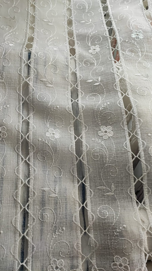 Tendina Tirolese macramè ricamata h 60 e h 150