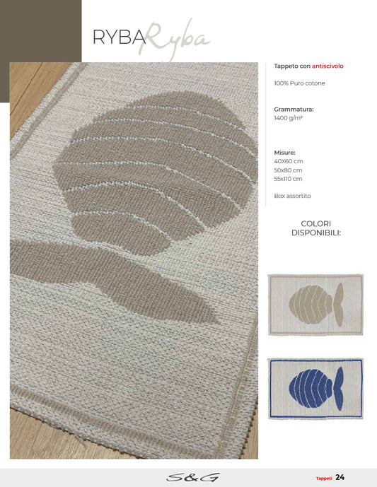 Tappeto Ryba con antiscivolo 40x60 e 50x80 e 55x110 Sghome