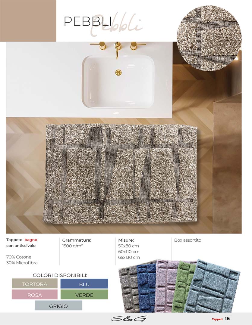 Tappeto Pebbli antiscivolo misura 50x80 e 60x110