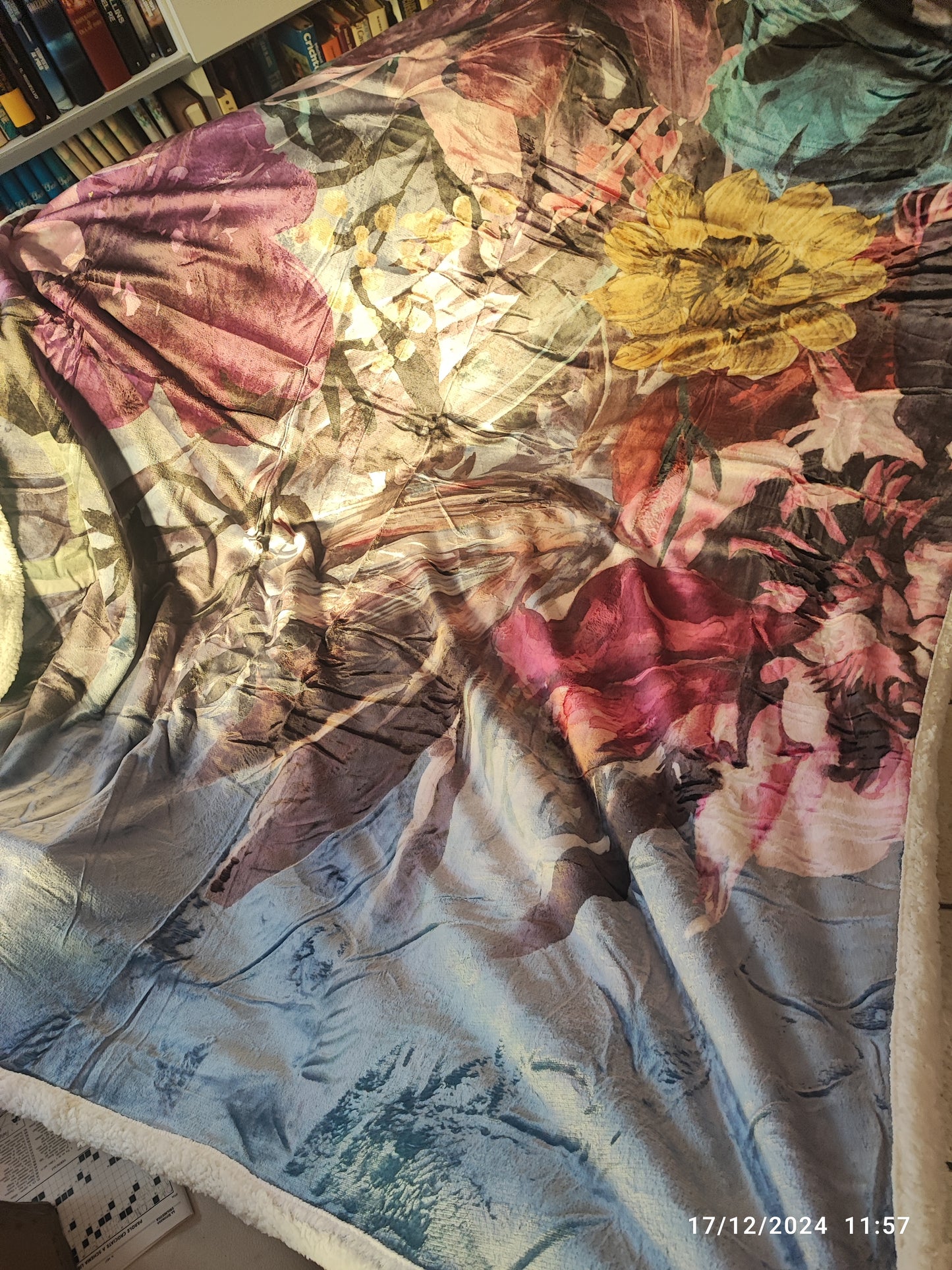 Plaid Atelier in velluto stampa digitale con sherpa Agnellato bianco misura 160x210