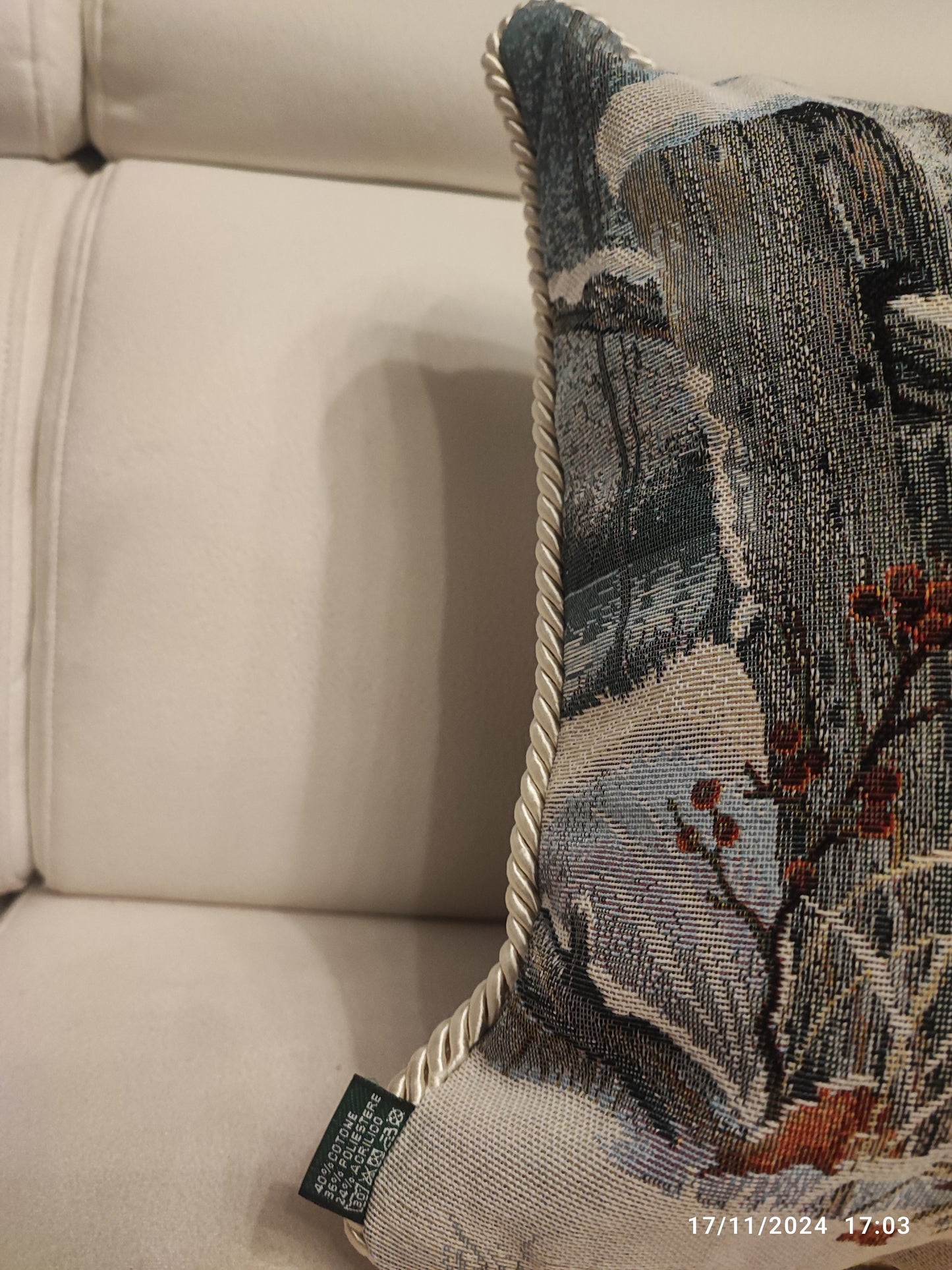Cuscino Cerbiatti in gobelin con cordone 35x72 produzione italiana
