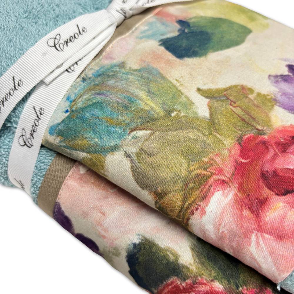 Coppia asciugamani CREOLE Camelia di diversi colori produzione Artigianato Toscano