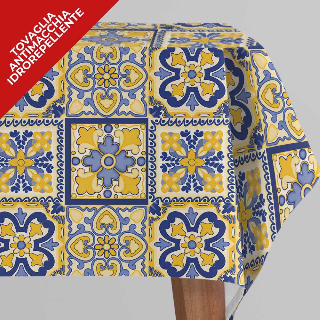 Tovaglia idrorepellente disegno Maiolica