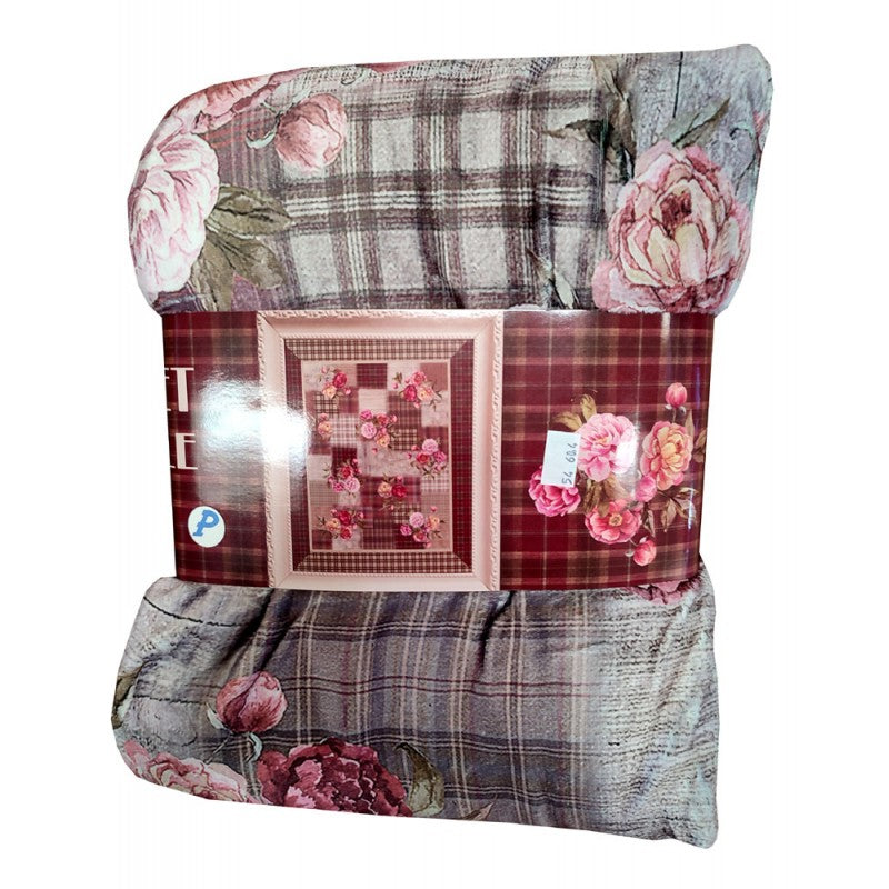 Plaid Vellutato  Pile Agnellato Digitale Fiori Margaret Pezzoli Doppio Strato