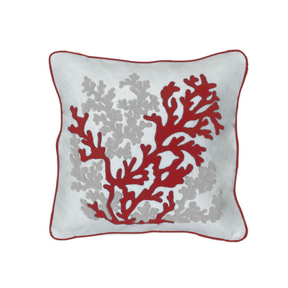 Fodera con Corallo ricamato un rilievo  cuscino 45x45
