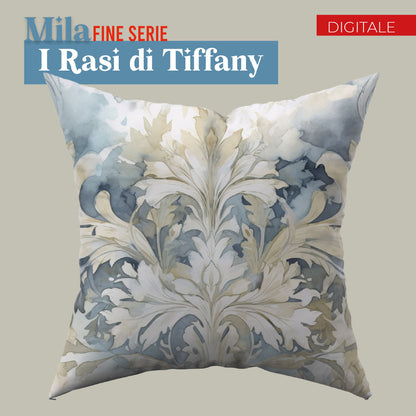 Trapunta invernale matrimoniale Mila  di raso stampa digitale e Tenda abbinata  Sghome collezione i rasi di Tiffany