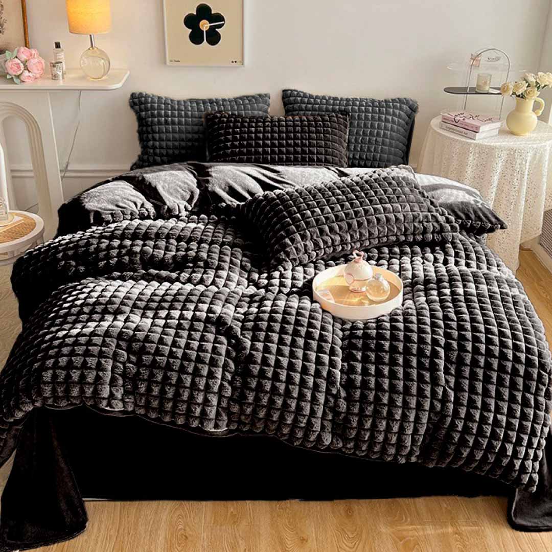 Trapunta Quadrotta Pelliccia con Fodere cuscini 50x80 Ecologica