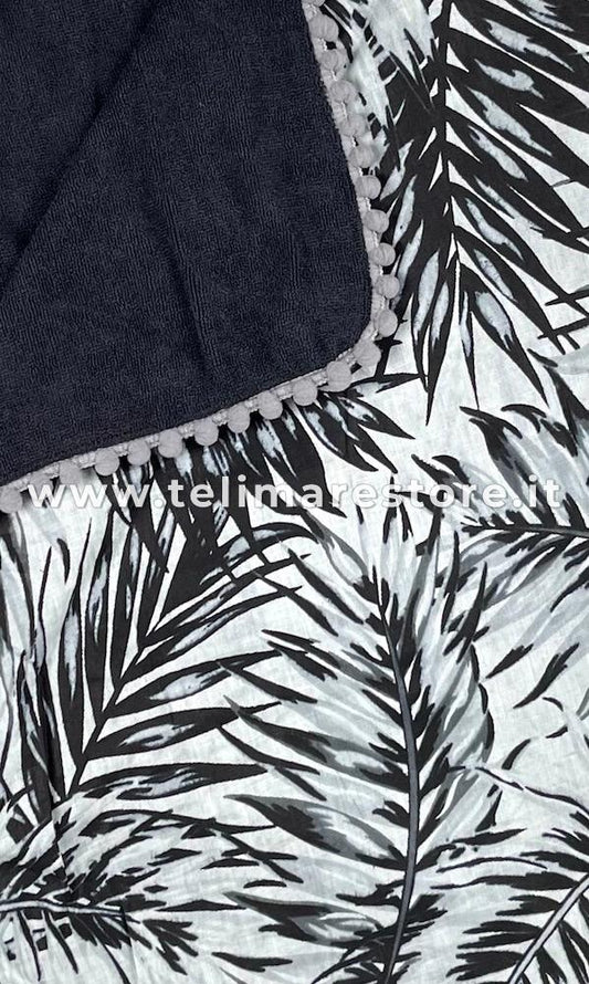 Kikoy Copacabana Ferns with Pon Pons 90x170cm Beach Towel - Beach Pareo