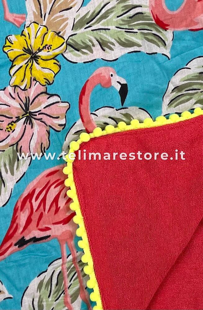 Kikoy Copacabana Towel Pink Flamingos with Pon Pon 90x170cm Beach Towel Pareo