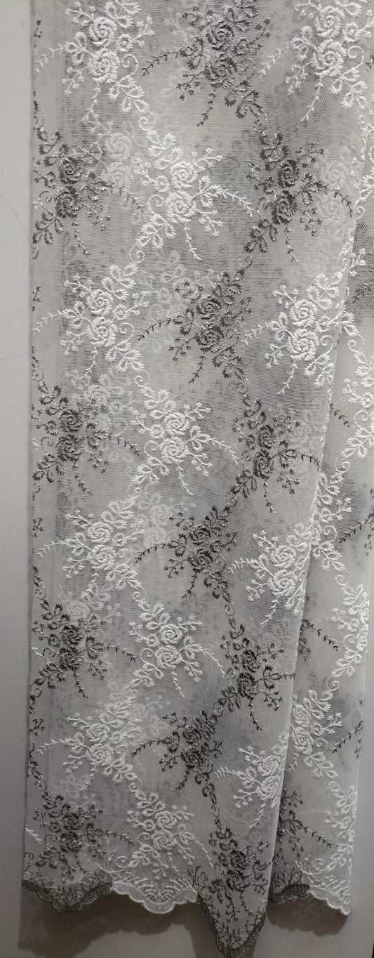 Curtain made of white and gray tulle h 3.00 MT produced in Italy