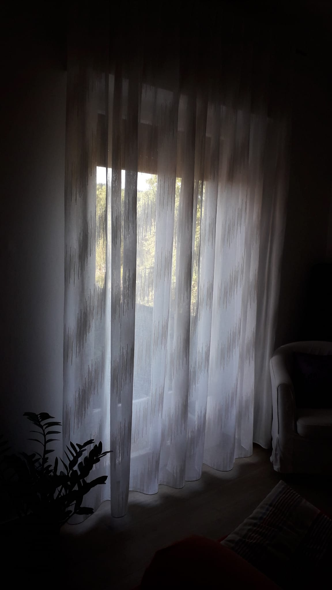 3 meter high curtain with beige embroidery