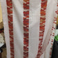 Curtain with red/burgundy devorè stripes, 3.00 m high