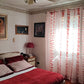 Curtain with red/burgundy devorè stripes, 3.00 m high