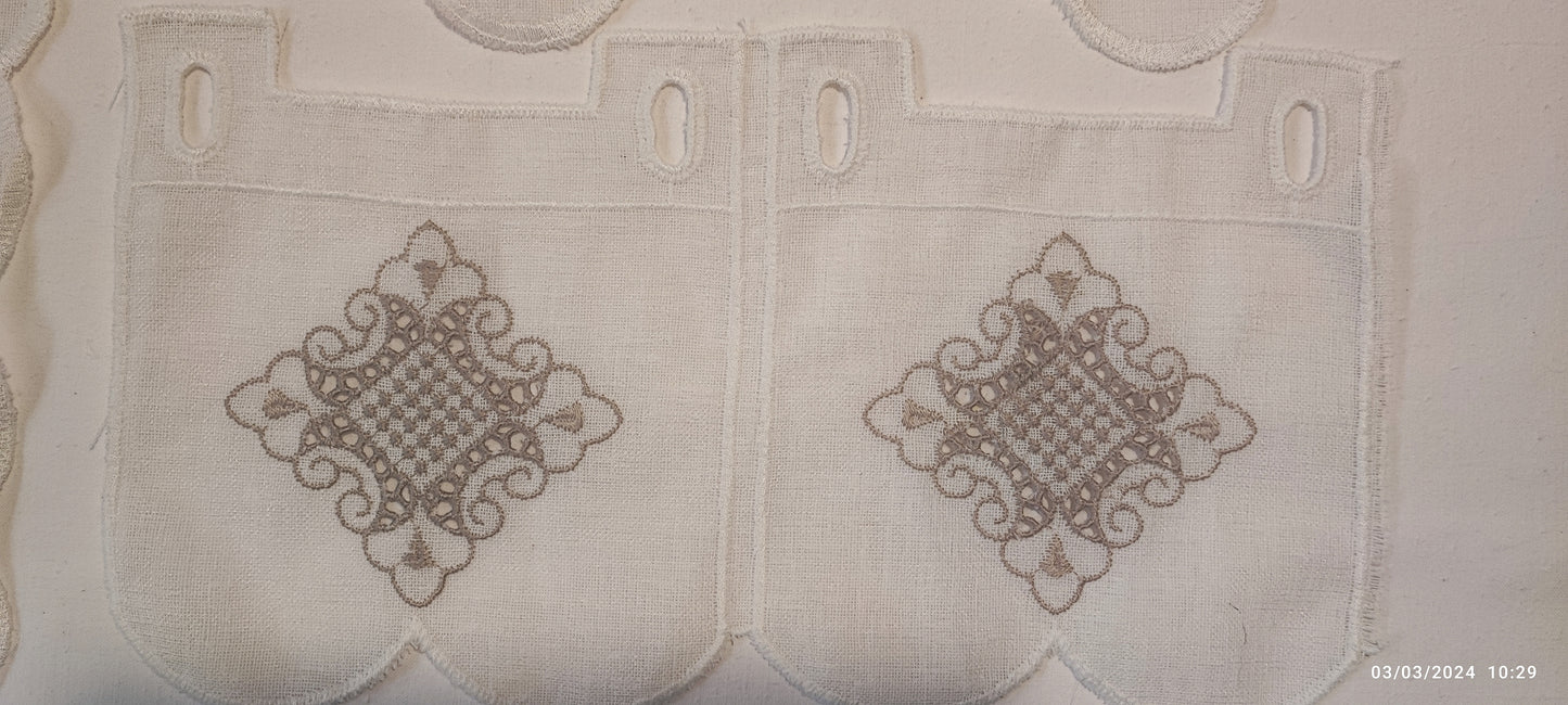 Geometric embroidery valance