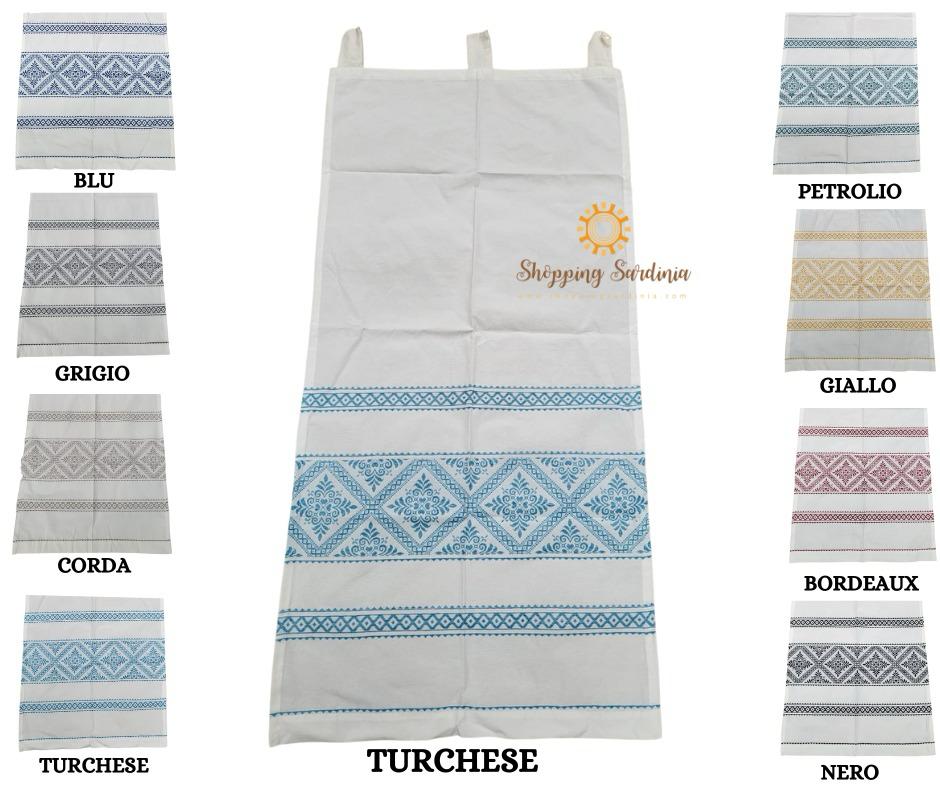 Tendine sarde e Tende  originali in 100% cotone ricamate produzione artigianale Sarda made italy 75x150 e 75x220, - 150x300