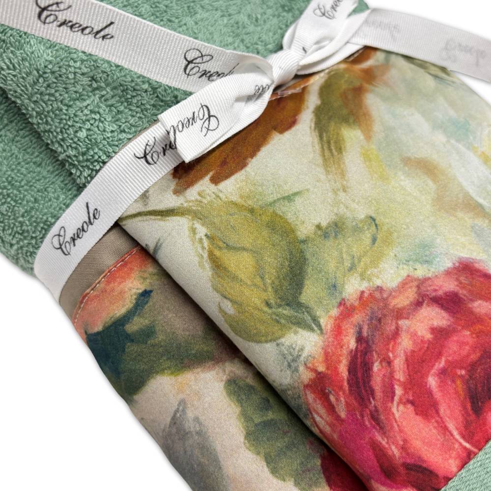 Coppia asciugamani CREOLE Camelia di diversi colori produzione Artigianato Toscano