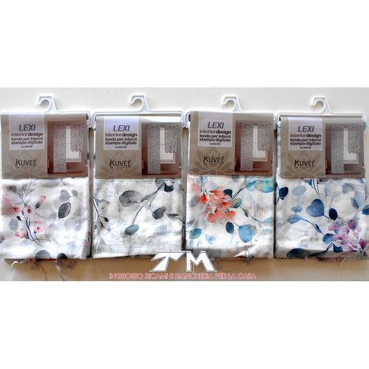 Coppia di tendina confezionata LEXI Stampata con  sistema a pacchetto .