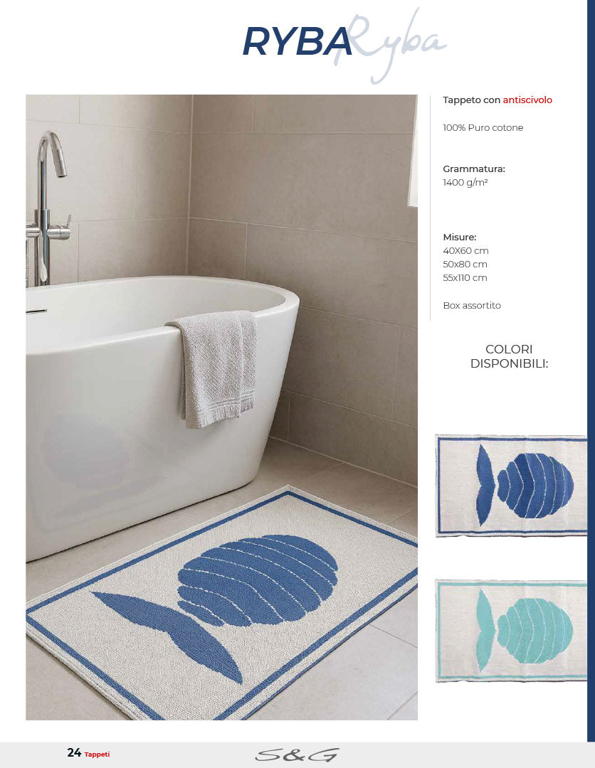 Tappeto Ryba con antiscivolo 40x60 e 50x80 e 55x110 Sghome