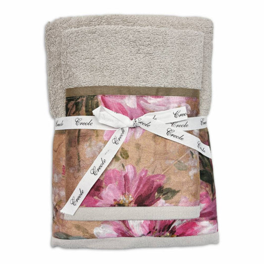 Coppia asciugamani CREOLE Raya Argento produzione artigianale Toscana