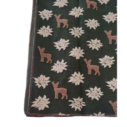 plaid lana cotta stelle alpine e cervo misura 170x150 produzione artigianale Toscana Perlatex