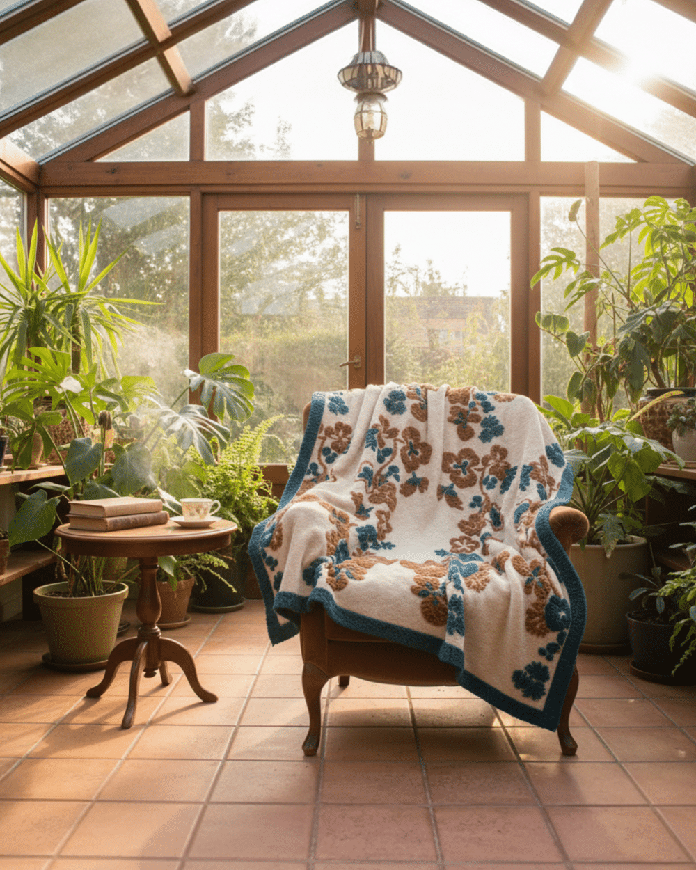 Coperta Pansy di Sofia Toscano lana cotta produzione artigianale in Italia