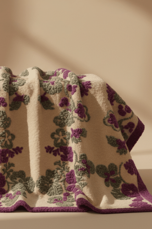 Coperta Pansy di Sofia Toscano lana cotta produzione artigianale in Italia