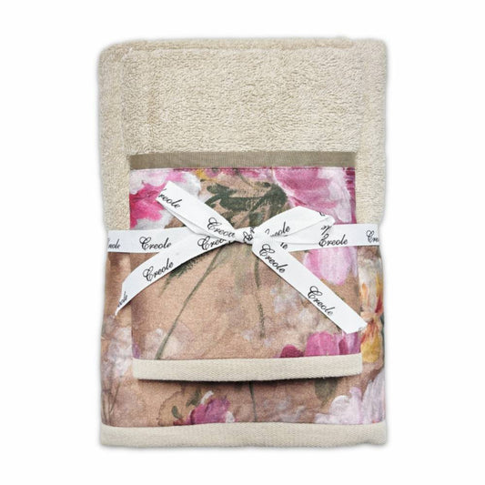 Coppia asciugamani CREOLE Raya Beige produzione artigianale Toscana