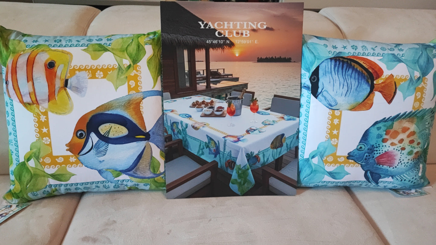 Cuscini con interni disegni mare produzione italiana misura 50x50 linea Yatching club