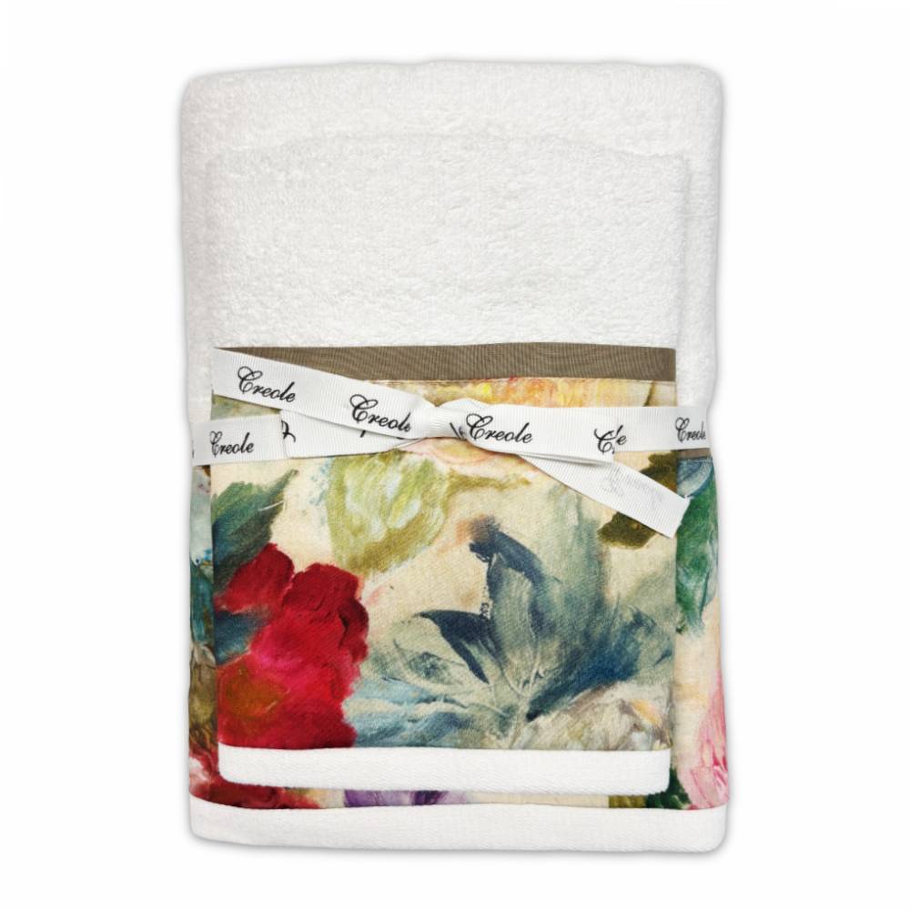 Coppia asciugamani CREOLE Camelia di diversi colori produzione Artigianato Toscano
