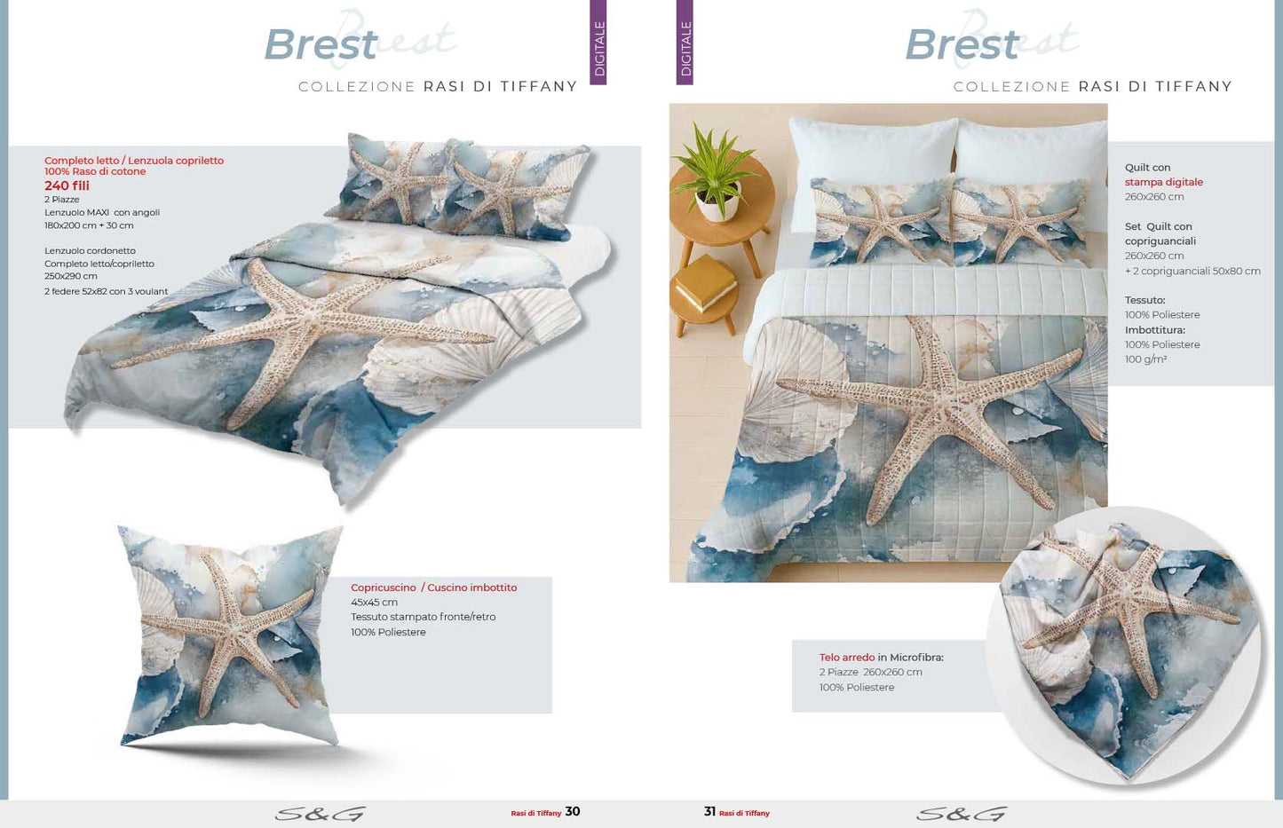 Trapuntino Mezzastagione Brest in Stampa Digitale Matrimoniale – Eleganza marina