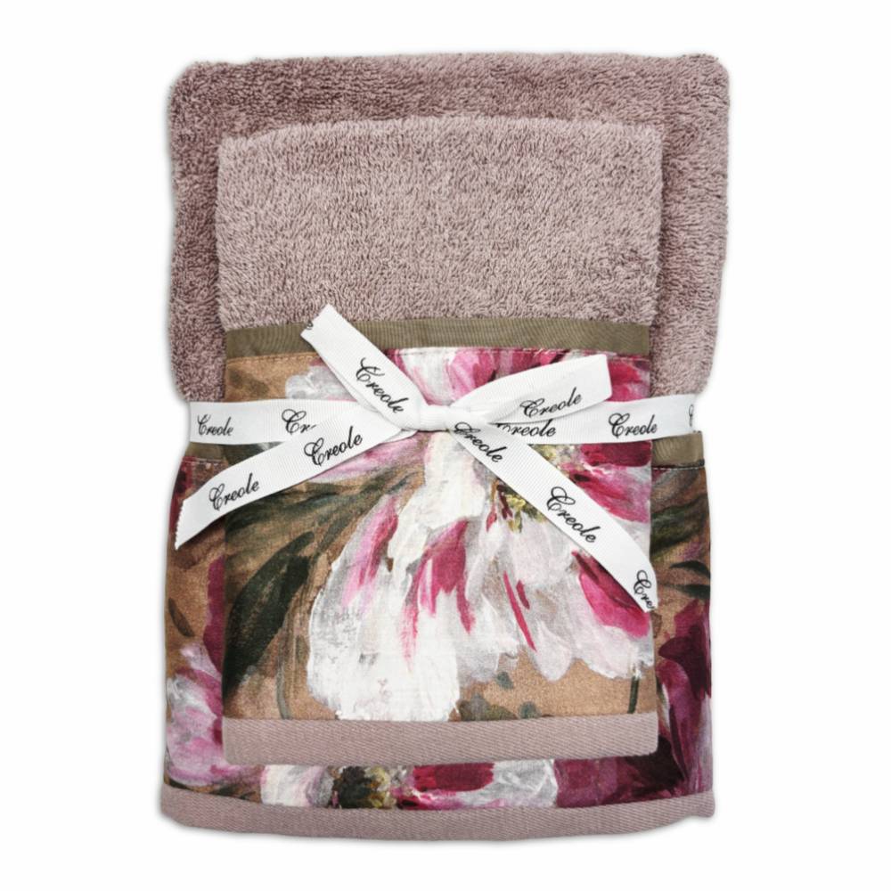 Coppia asciugamani CREOLE Raya Cipria prodotto artigianale Toscano