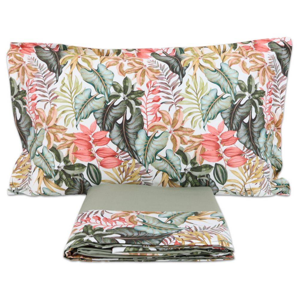 Completo Lenzuola CREOLE Balza Viviane Verde Matrimoniale produzione Artigianato Toscano