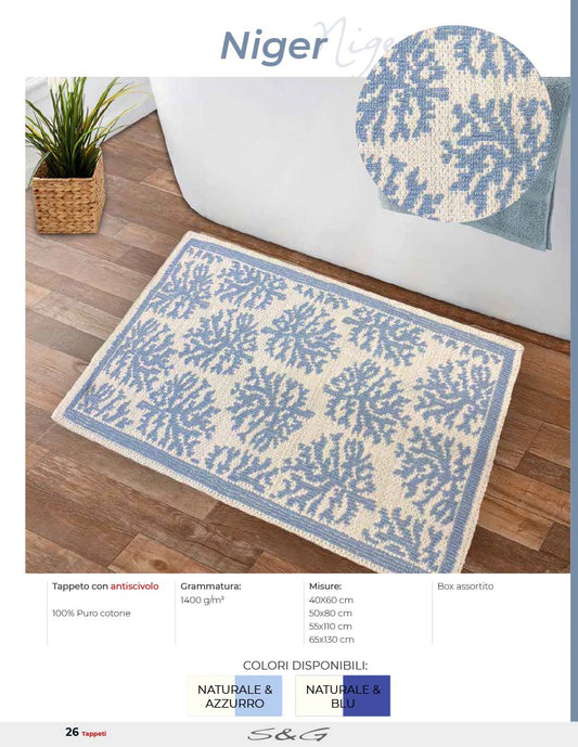 Tappeto Corallo Niger antiscivolo puro cotone diverse misure 40x60, 50x80,60x110   Sghome