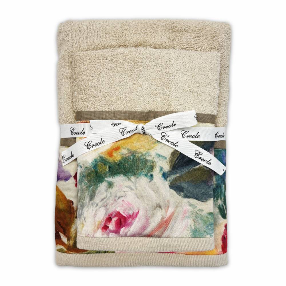 Coppia asciugamani CREOLE Camelia di diversi colori produzione Artigianato Toscano