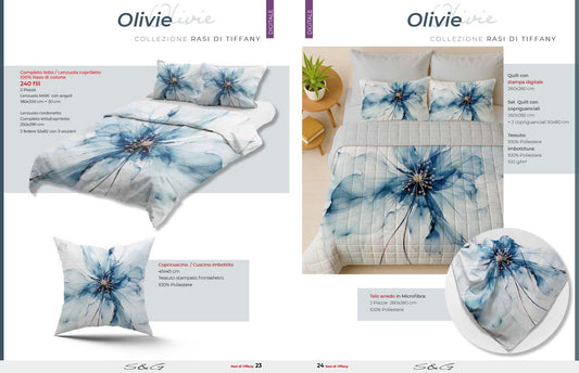 Trapuntina Olivie , completo letto, telo arredo, collezione raso Tiffany produzione italiana SG home disponile a breve