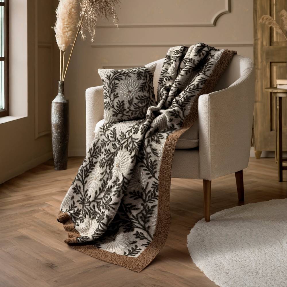 Plaid Alma in Lana Cotta 150x200 produzione artigianale Toscana lavorazione in rilievo di Cleore