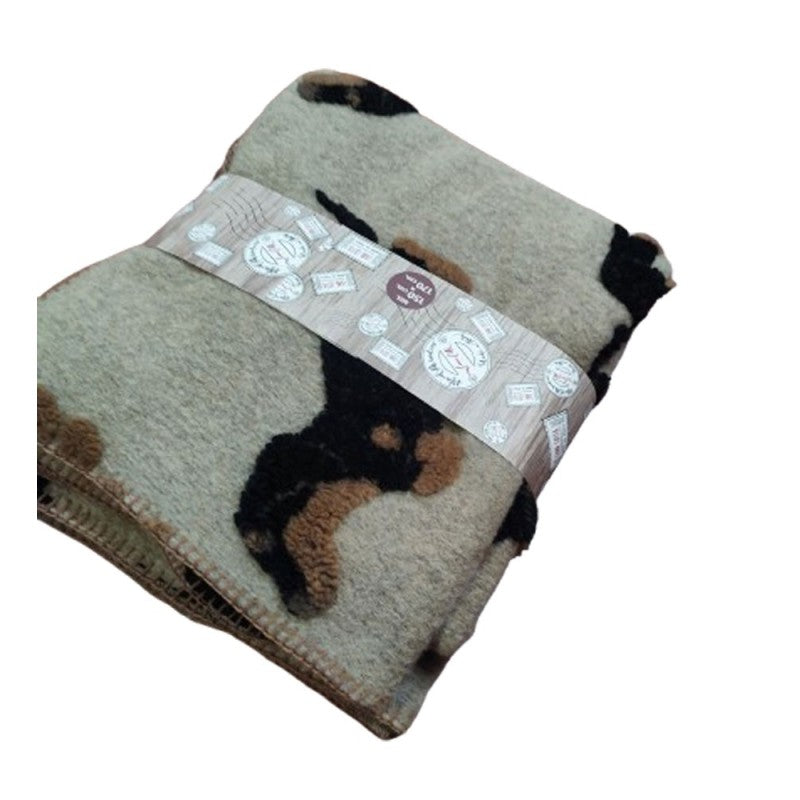 plaid lana cotta con bassotto 150x170 produzione artigianale italiana Toscana