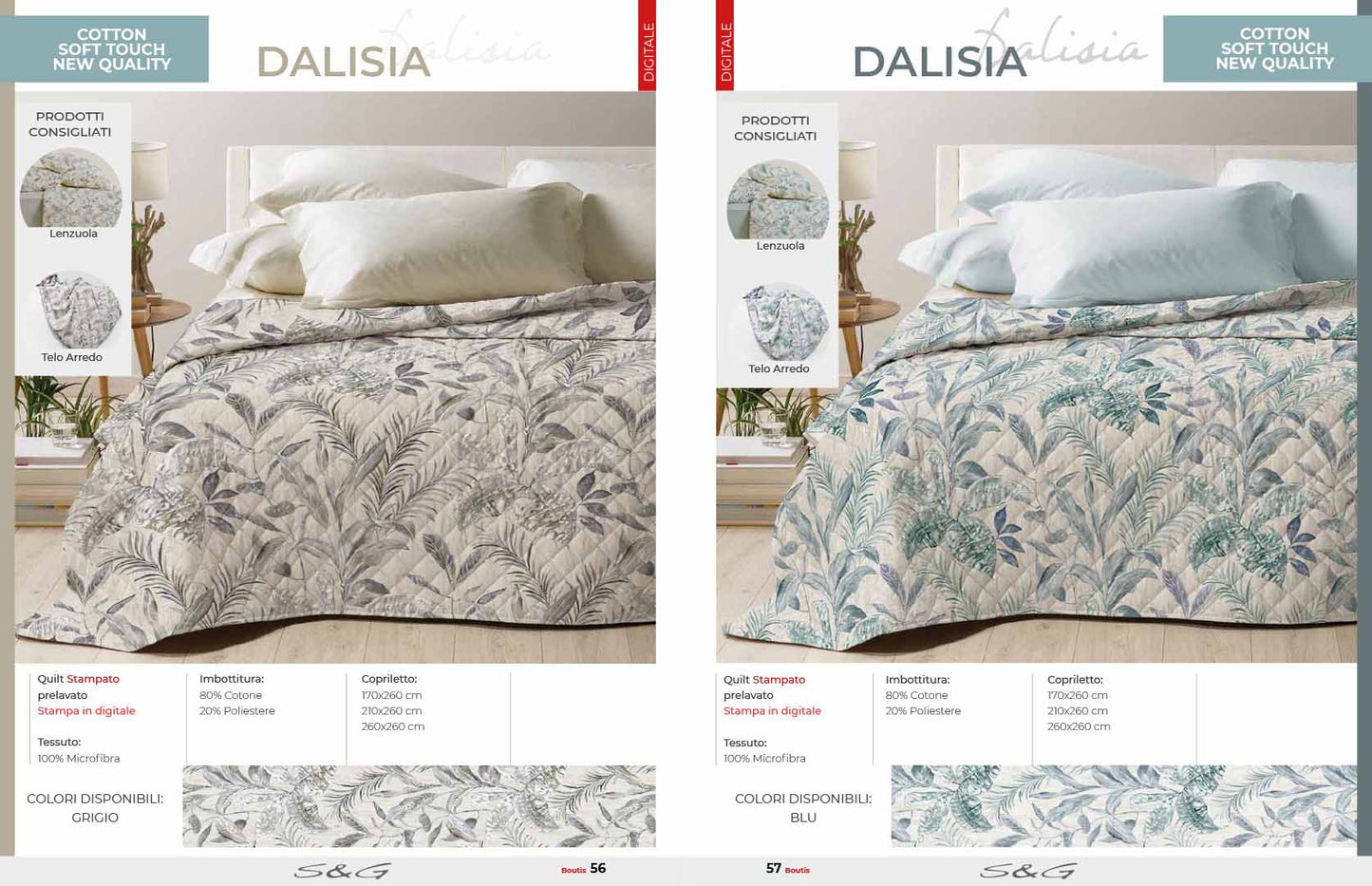 Copriletto estivo Dalisia matrimoniale Sghome e coordinato completo letto copriletto