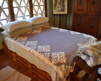 Coperta Fleur de Lis lana cotta produzione artigianale toscana di Sofia Toscano