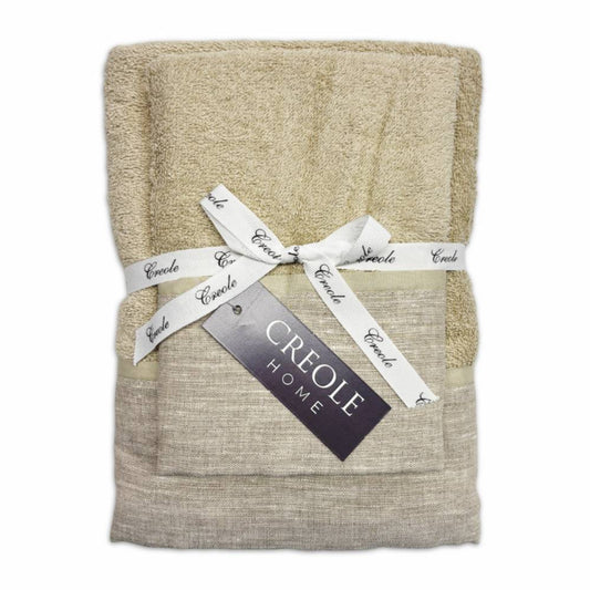 Coppia asciugamani CREOLE profilo Lino su diverse colorazioni produzione artigianale Toscane
