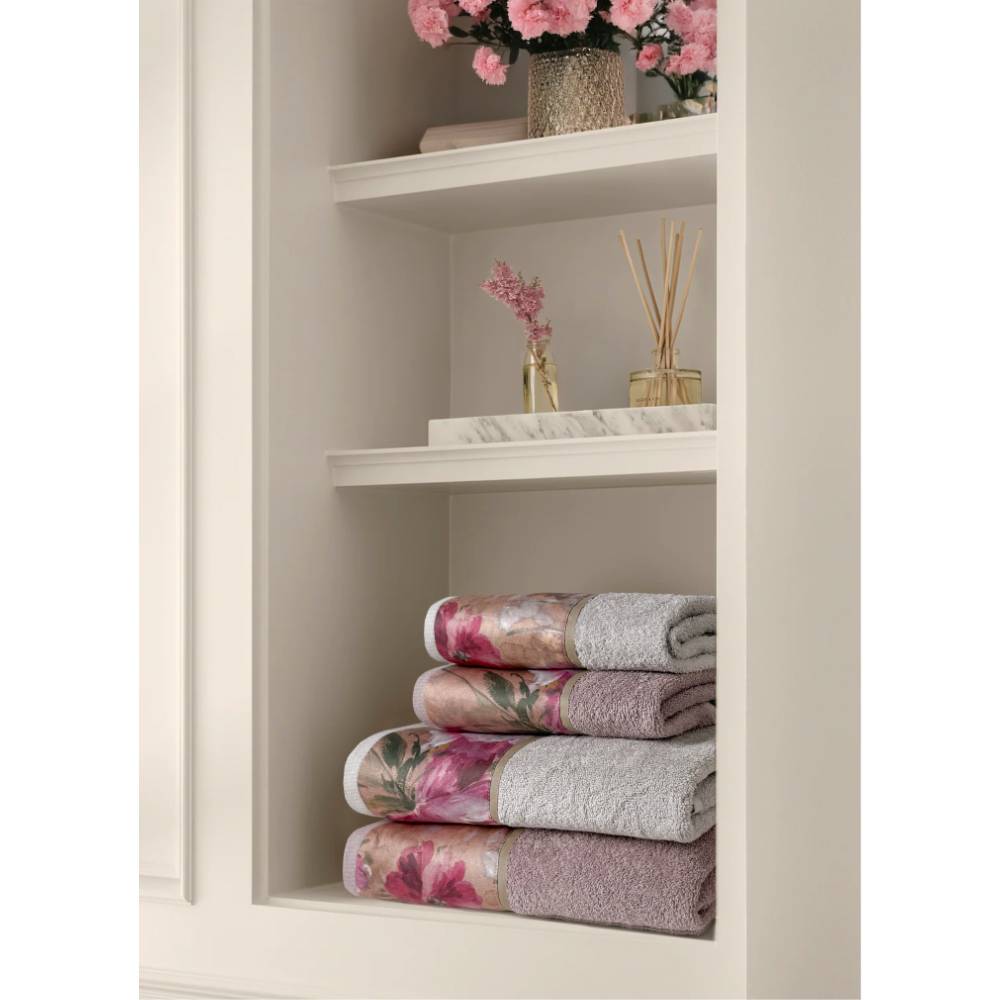 Coppia asciugamani CREOLE Raya Cipria prodotto artigianale Toscano